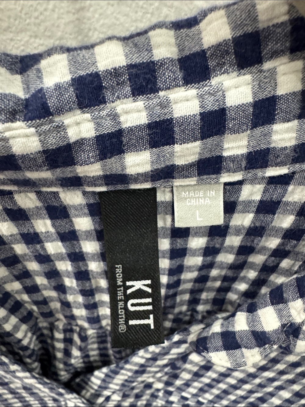 Kut from the Kloth Navy and White Gingham Button-Down Shirt - Picture 2 of 3